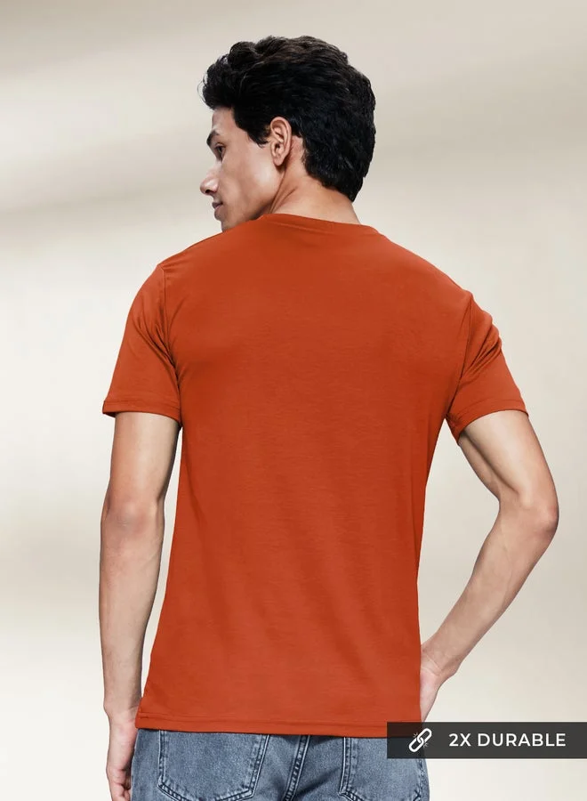 The Souled Store  The Souled Store Supima Cotton Terracotta Orange Mens and Boys Half Sleeves T-Shirt for Men | Best Price UAE