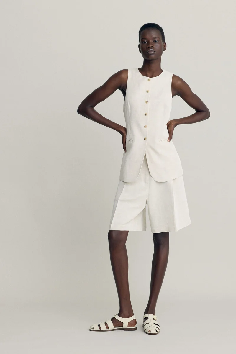 H&M Linen-blend Bermuda shorts