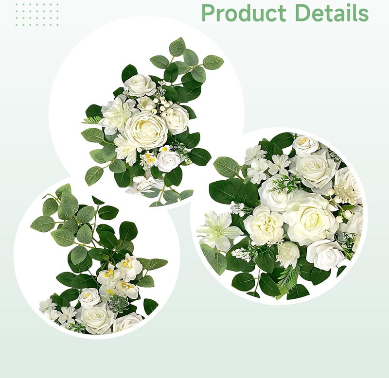 Artificial Flower Bouquet 2 Pcs, Home Elegant Welcome Decorations, Floral Silk Wreaths for Door Front, Weddings and Parties Ideal, Long-Lasting - Image 3