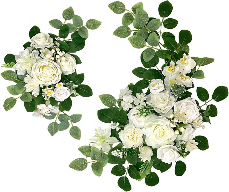 Artificial Flower Bouquet 2 Pcs, Home Elegant Welcome Decorations, Floral Silk Wreaths for Door Front, Weddings and Parties Ideal, Long-Lasting - Image 1
