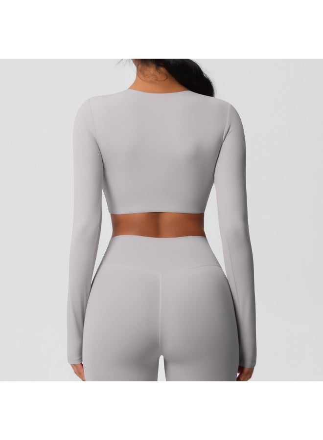 Yoga Shirts For Women Long Sleeve With Padded Fitness Running Gym Clothes Workout Dry Fit Breathable High Elastic Sports Top - Image 4