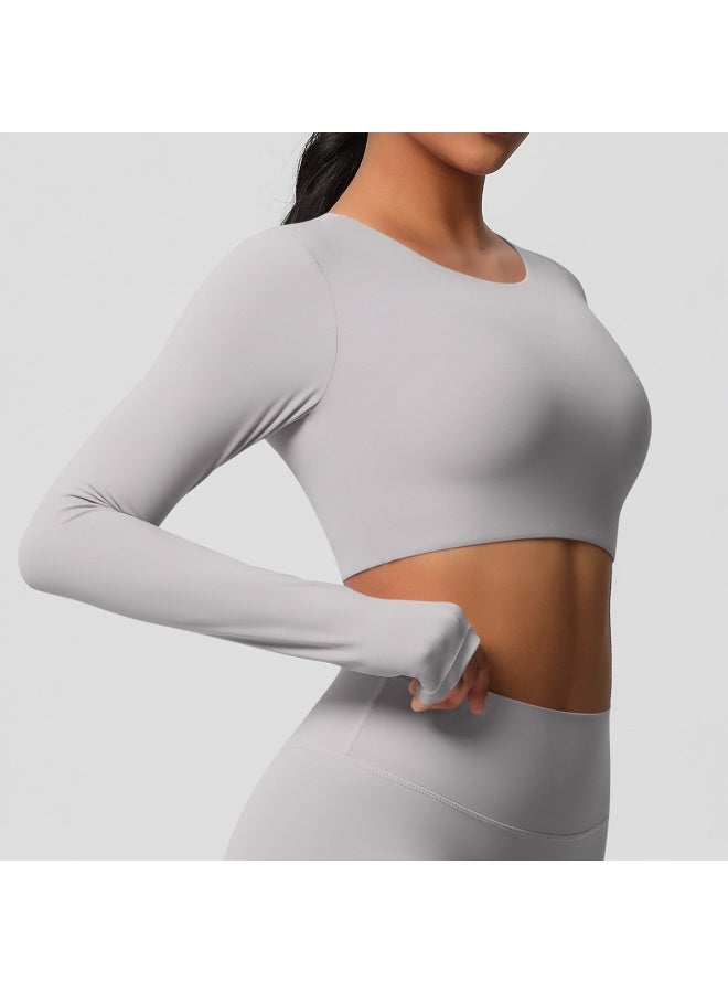 Yoga Shirts For Women Long Sleeve With Padded Fitness Running Gym Clothes Workout Dry Fit Breathable High Elastic Sports Top - Image 3