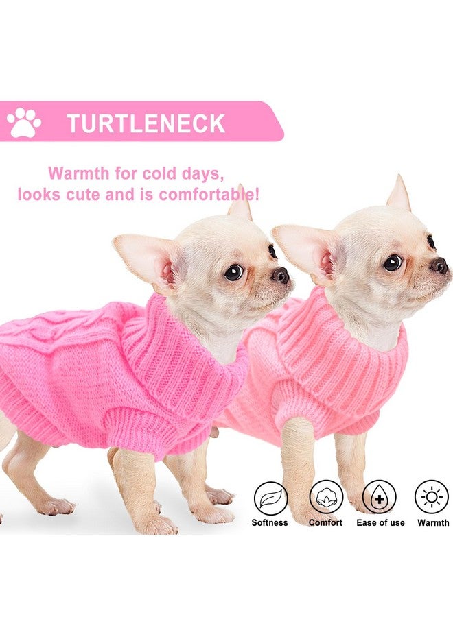 قطعتان من سترات الكلاب للحيوانات الأليفة الصغيرة، مناسبة للخريف والشتاء، محبوكة ودافئة، مناسبة للقطط، للبنات والأولاد، مناسبة للكلاب الصغيرة، من نوع تشيهواهوا، يوركشاير، وردي، مقاس XXS - Image 2