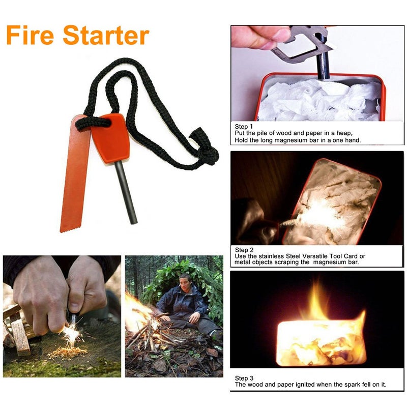 EMDMAK طقم بقاء EMDMAK معدات الطوارئ الخارجية للتخييم والمشي والسفر أو المغامرات (أسود) - Image 2