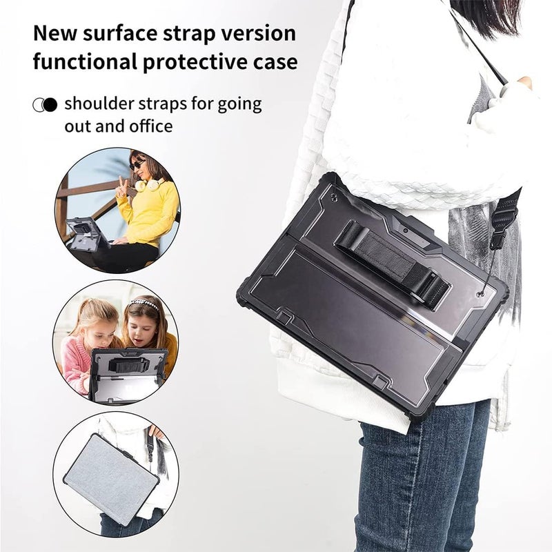 إكسفور حافظة حماية مناسبة لجهاز مايكروسوفت سيرفس برو 9، مع حزام كتف وحزام يد وحامل قلم، وغطاء واقٍ متين مقاوم للصدمات والسقوط - Image 3