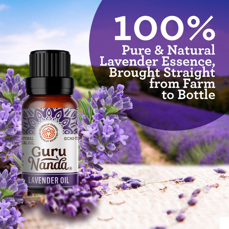 GuruNanda Lavender Essential Oil, 100% Pure, Natural & Undiluted Aromatherapy Oil for Diffusers, Massage & DIY Recipes, Aids in Feeling of Relaxation and Calmness (2X0.5 Fl Oz) - Image 2