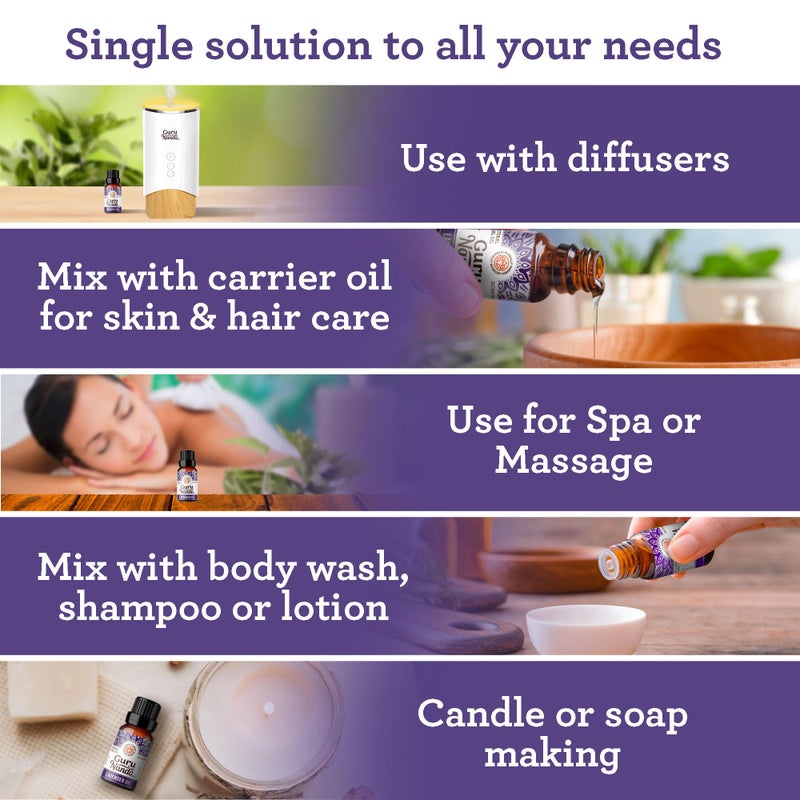 GuruNanda Lavender Essential Oil, 100% Pure, Natural & Undiluted Aromatherapy Oil for Diffusers, Massage & DIY Recipes, Aids in Feeling of Relaxation and Calmness (2X0.5 Fl Oz) - Image 5