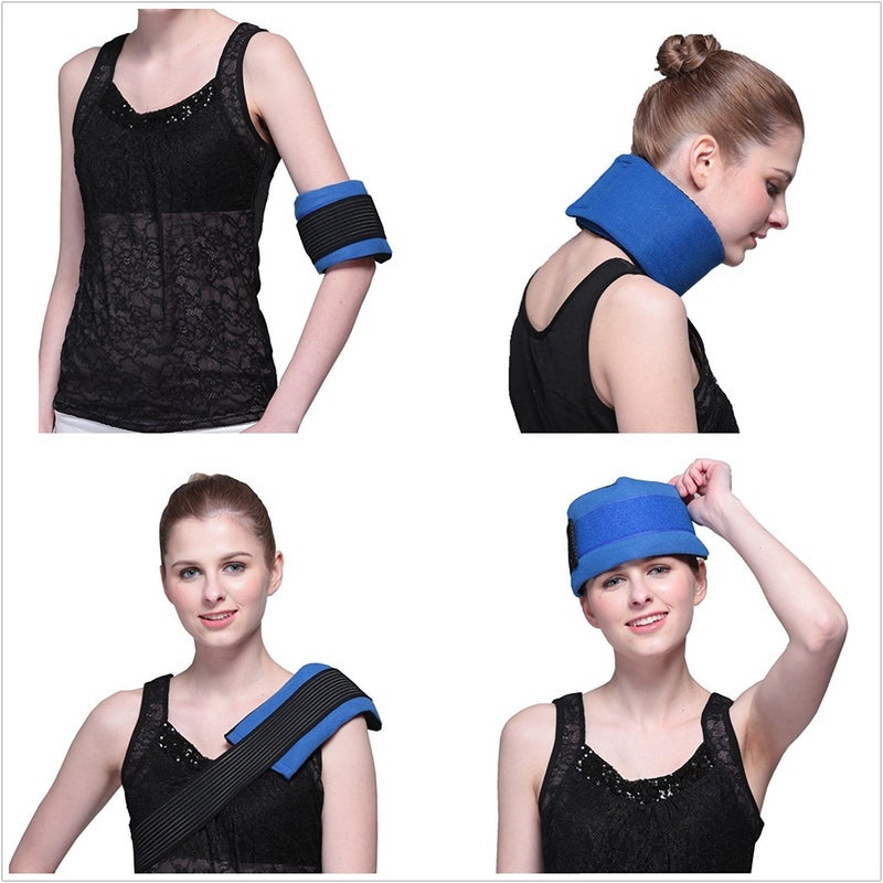 Mrice Headache Ice Pack Wrap with Strap, Reusable Gel Ice Pack for Injuries, Hot Cold Pack for Head Neck Knee Arms, 2 Flexible Gel Pack for Headache Relief, Migraine, Fever, Joint Pain, Muscle Soreness - Image 2