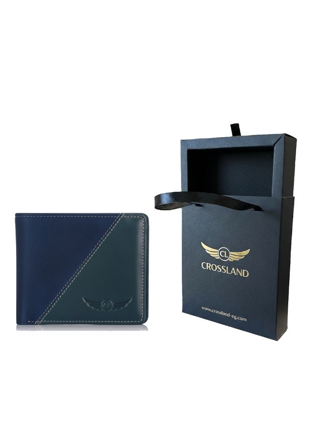 كروسلاند محفظة رجالي كروسلاند جلد طبيعي وشمواه تصميم ثنائي اللون، نحيفة، متعددة الجيوب للبطاقات والنقود - Image 2