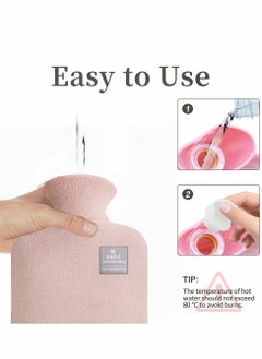 KASTWAVE 1L Hot Water Bottle with Knitted Cover Large Capacity Bag Removable and Washable Soft  - Image 5