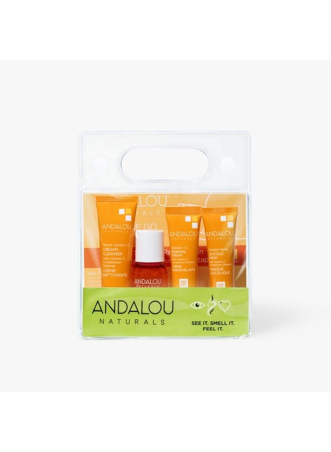 Andalou Naturals On The Go Essentials The Brightening Routine Travel Friendly Tsa Approved Reusable Bag (4 Pcs) - Image 1