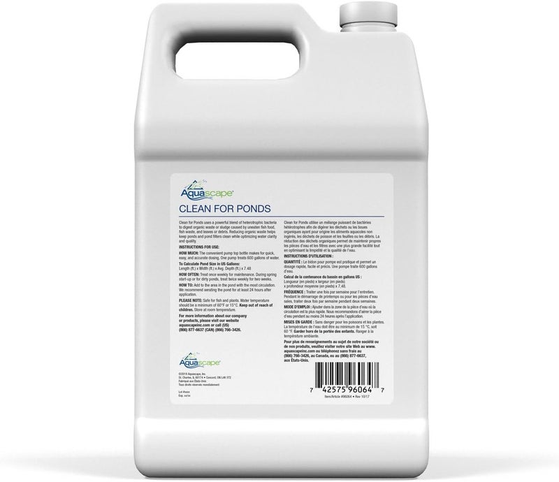 Aquascape CLEAN Water Treatment for Koi and Fish Ponds Optimize Water Clearity and Quality Easy To Use Powerful Blend of Heterotrophic Bacteria 1 gallon  378 L 96064 - Image 2