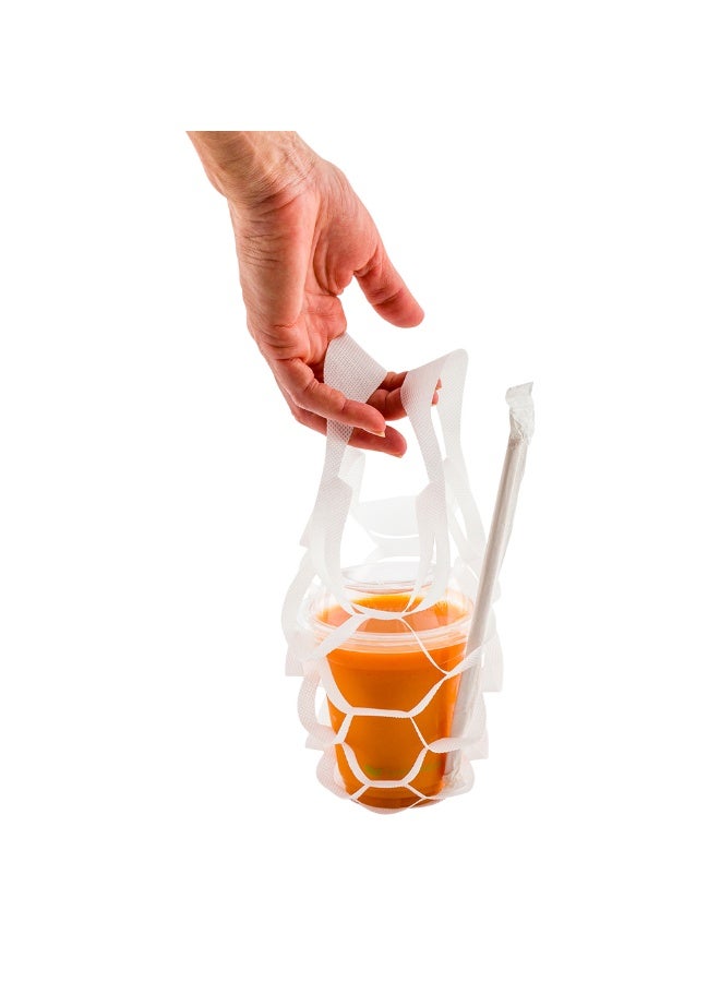 Restaurantware Bag Tek 7.9 Inch Net Bags, 100 Expandable Net Shopping Bags - Built-In Handles, Disposable, White Non-Woven Net Market Bags, Honeycomb Design, For Take Out Or Delivery - Image 2