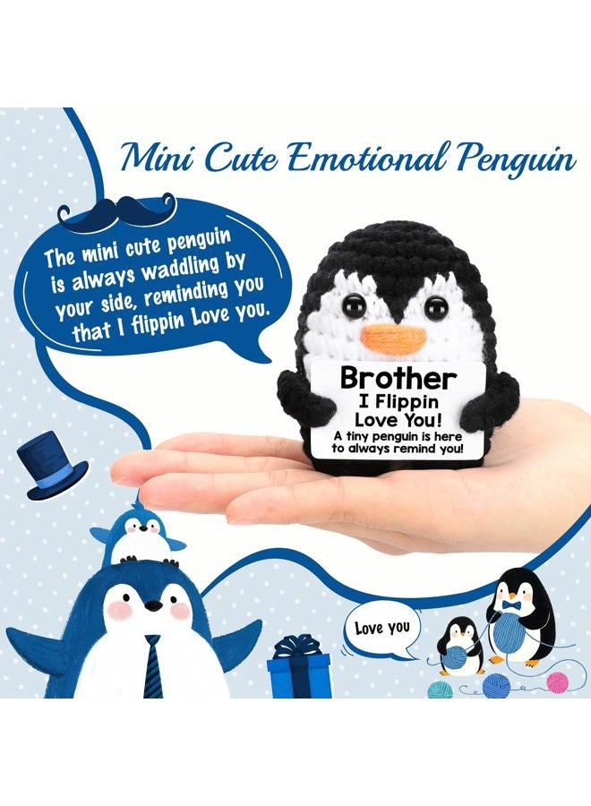 CryCarrot Mini Funny Brother Gifts from Sister Brother, Handmade Crochet Mini Penguin Easter Stuffers Birthday Gifts for Brother Boy Friend, I Love You Brother for Fathers Day Emotional Present - Image 2