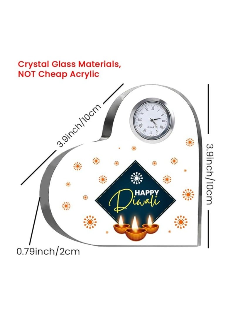 PRINTSHOP4ME Diwali Special Heart-Shaped Crystal Clock Gift-Thoughtful Presents For Diwali Gifts For Your Friends And Family  - Image 4