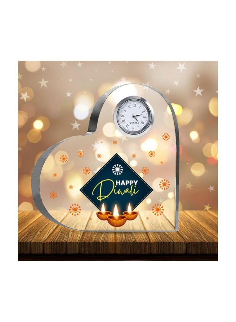 PRINTSHOP4ME Diwali Special Heart-Shaped Crystal Clock Gift-Thoughtful Presents For Diwali Gifts For Your Friends And Family  - Image 3
