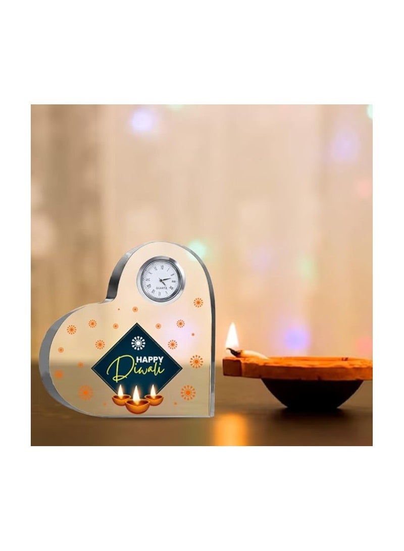 PRINTSHOP4ME Diwali Special Heart-Shaped Crystal Clock Gift-Thoughtful Presents For Diwali Gifts For Your Friends And Family  - Image 2