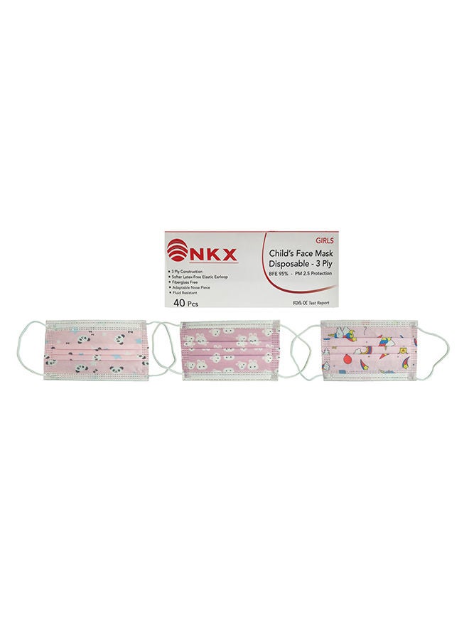 NIBEMINENT 40-Pieces Kids Disposable Face Mask For Girls - Image 1