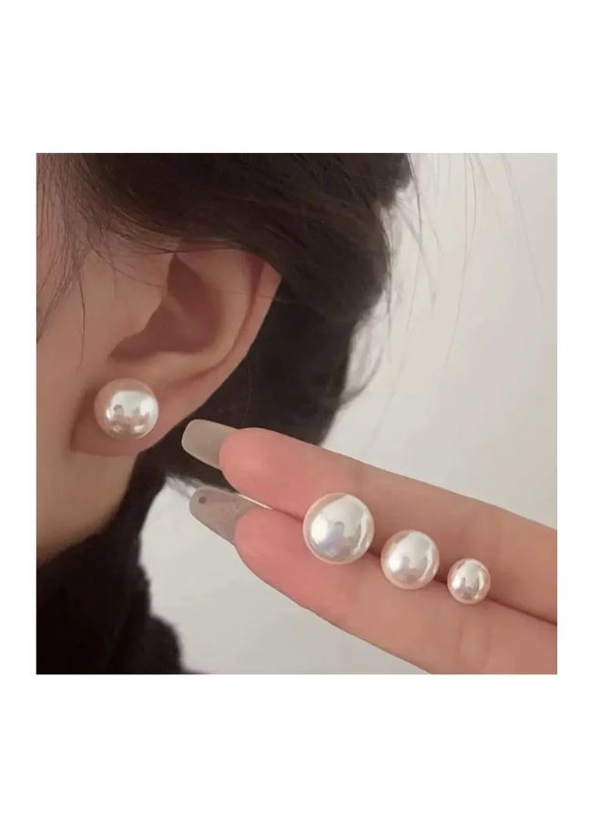 Fashion Jewelry Beige Stud Earrings 12 pairs of Pearl Stud earrings set Value Combination simple and generous pearl stud earrings - Image 2