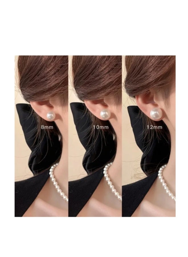 Fashion Jewelry Beige Stud Earrings 12 pairs of Pearl Stud earrings set Value Combination simple and generous pearl stud earrings - Image 4