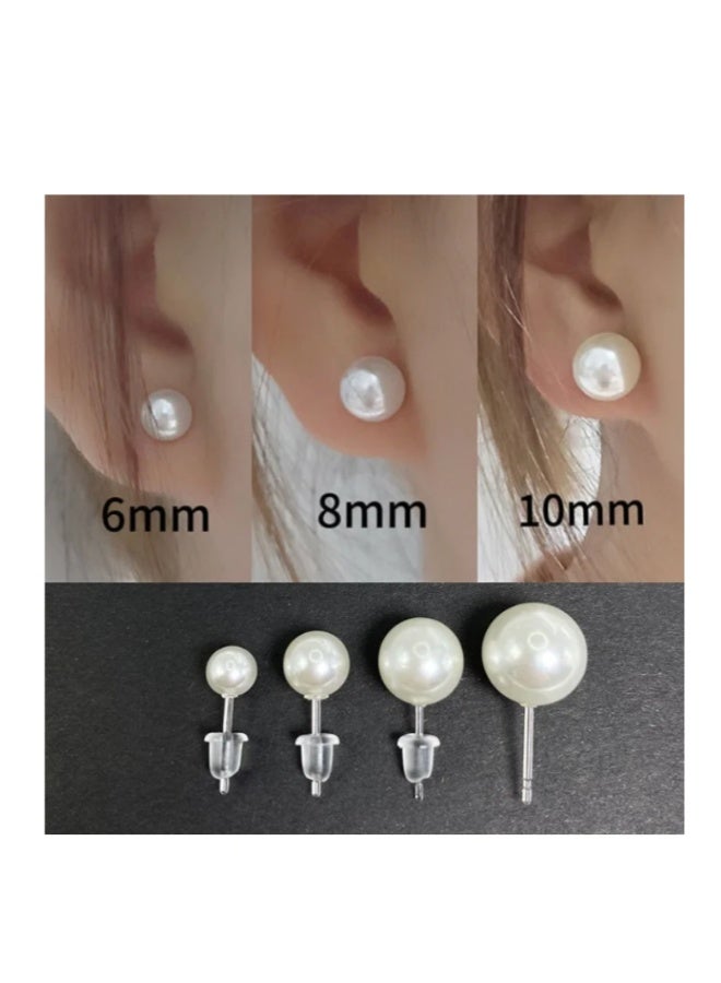Fashion Jewelry Beige Stud Earrings 12 pairs of Pearl Stud earrings set Value Combination simple and generous pearl stud earrings - Image 3