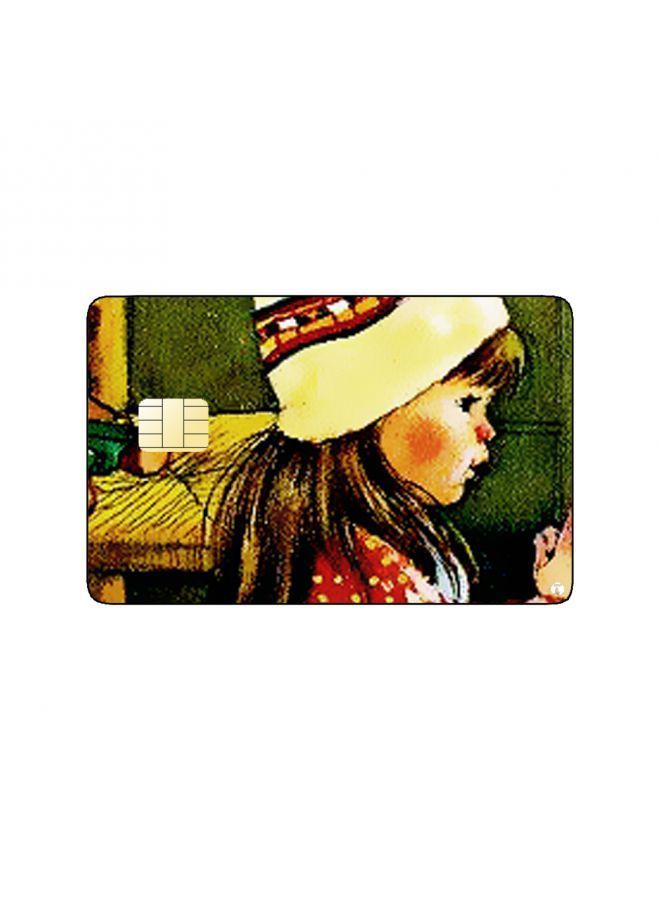 RKN PRINTED BANK CARD STICKER Cute Girl Drawing With Wool Hat - Image 2