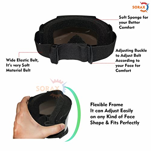 SORAX 3 in 1 Detachable Mask with Foam face shield Protective Goggles for Bike Scooter Motorcycle (Silver) - Image 5