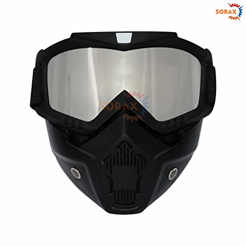 SORAX 3 in 1 Detachable Mask with Foam face shield Protective Goggles for Bike Scooter Motorcycle (Silver) - Image 2