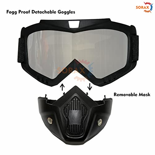 SORAX 3 in 1 Detachable Mask with Foam face shield Protective Goggles for Bike Scooter Motorcycle (Silver) - Image 3