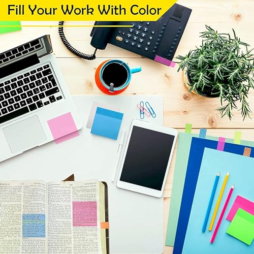 OFIXO Transparent (200 Pcs Multicolor Color 3x3 Inch) Self-Adhesive Sticky Notes, OFIXO Clear See Through Post for Planner Office School College Teacher Student Supplies - Image 4