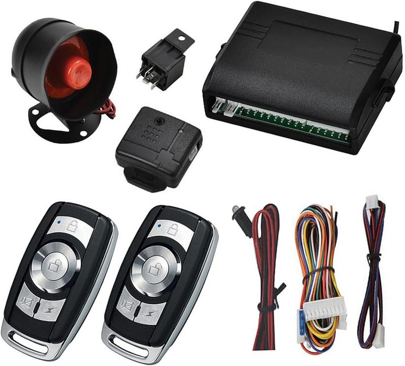 PRETYZOOM Car Anti-Theft Alarm System with Remote Control Programmable Modes Vibration Sensor Security for Vehicles Door Open and Brake Activation Alerts Easy DIY Installation - Image 1