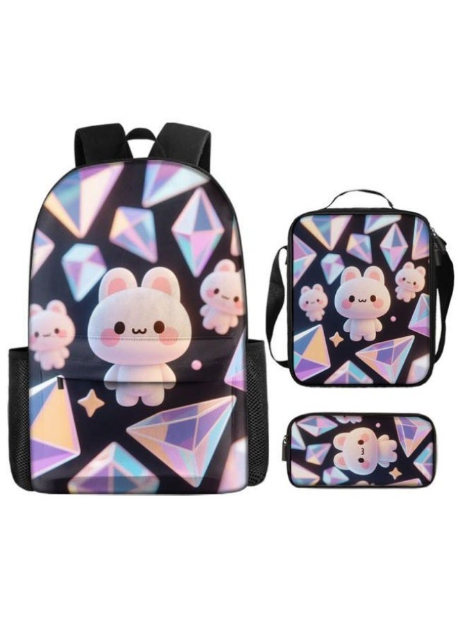 [Super new special offer] Cartoon theme bag three-piece set | double-shoulder + hand-held + storage pen bag | gift self-use good-looking - 646  - Image 2