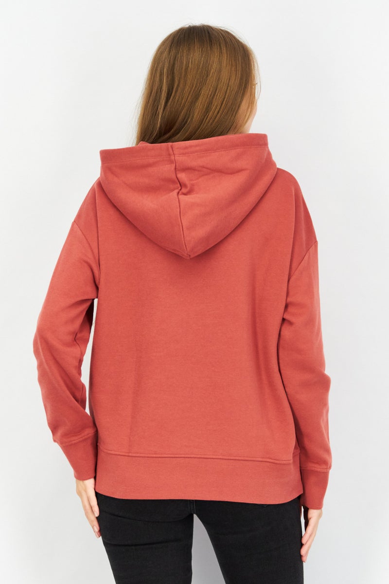 ESPRIT Women Hooded Long Sleeve Sweatshirt, Light Maroon - Image 3