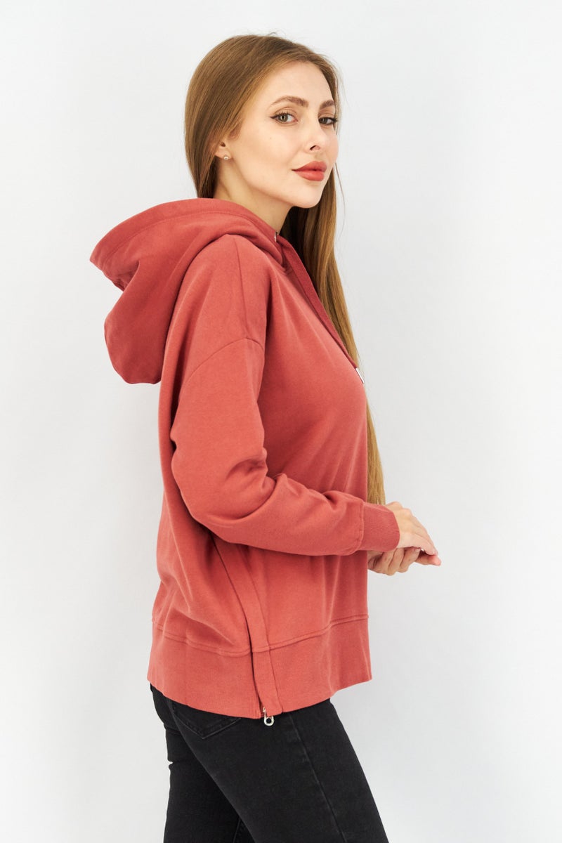 ESPRIT Women Hooded Long Sleeve Sweatshirt, Light Maroon - Image 2