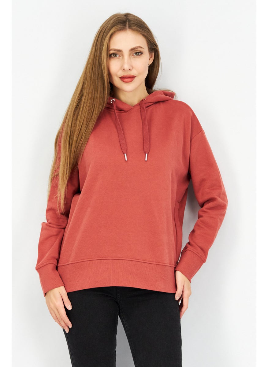 Women Hooded Long Sleeve Sweatshirt, Light Maroon - pzsku/Z8A8009B0EEE3B3118471Z/45/_/1737642004/7400d2aa-786f-4dfc-8932-e8a5dfad3933