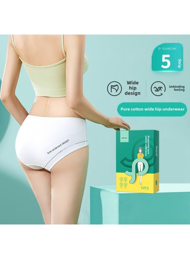 Time Disposable Underwear Men's And Women's Travel Triangle Cotton Underwear Travel Children's Wash-Free Underwear Cotton Shorts-Color:Women's White 5-pack-Size:M [below 45kg] - Image 1