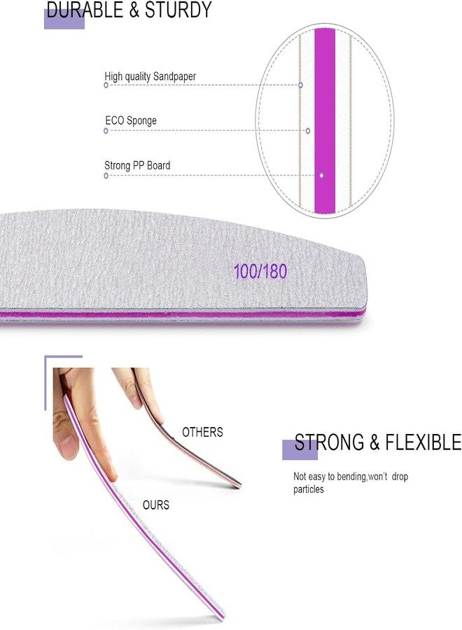 TODDLIS 10 PCS Nail File Professional Nail Files Reusable Double Sided Emery Board(100/180 Grit) Nail Styling Tools for Home and Salon Use - Image 4