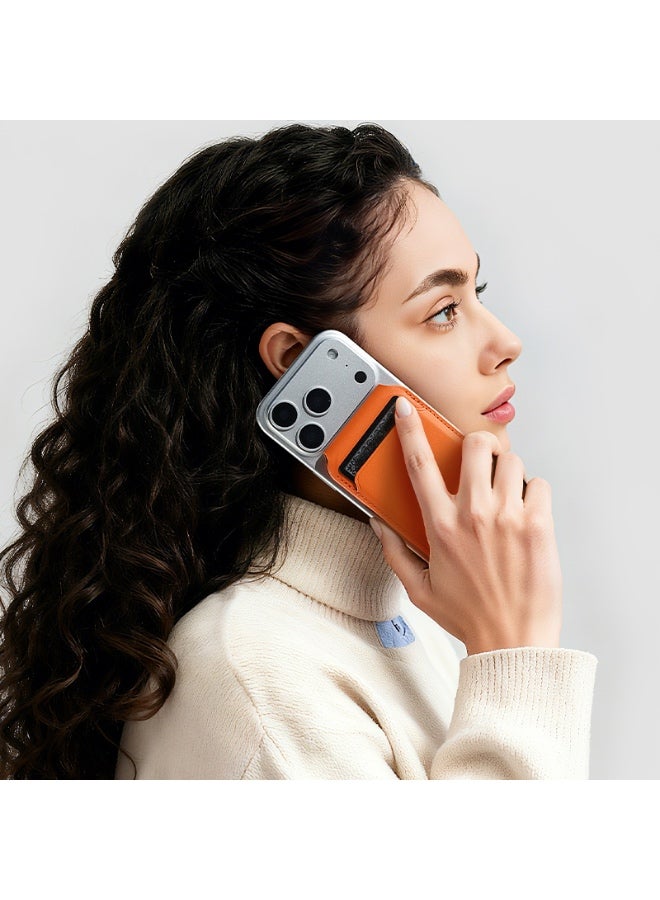 Mark Ryden MR21 Silver Magnetic Card Holder and Phone Stand, RFID Blocking, Slim 4mm PU Leather Wallet, Holds 2–3 Cards, Strong Magnetic Snap-On Grip, Foldable Stand for Portrait and Landscape - Image 2