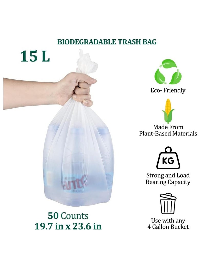 أن ان سي بيتس أكياس قمامة قابلة للتحلل الحيوي بسعة كبيرة 15 لترًا ومضادة للتسرب، متعددة الأغراض للاستخدام في غرفة المعيشة والمكتب والحمام والمطبخ، أكياس قمامة صديقة للبيئة (50 كيسًا) - Image 5