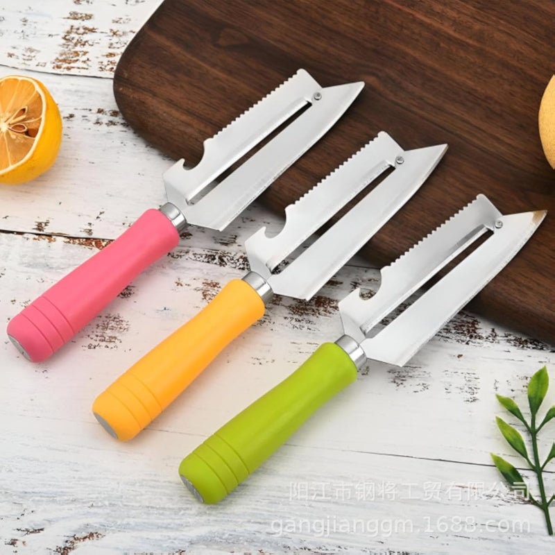 Paring Knife - Multi-Functional 4-in-1 Kitchen Tool with Ultra-Sharp German Stainless Steel Blade, Perfect for Peeling, Scaling, Scraping, and Opening Bottles with Precision and Comfort (3pcs)
