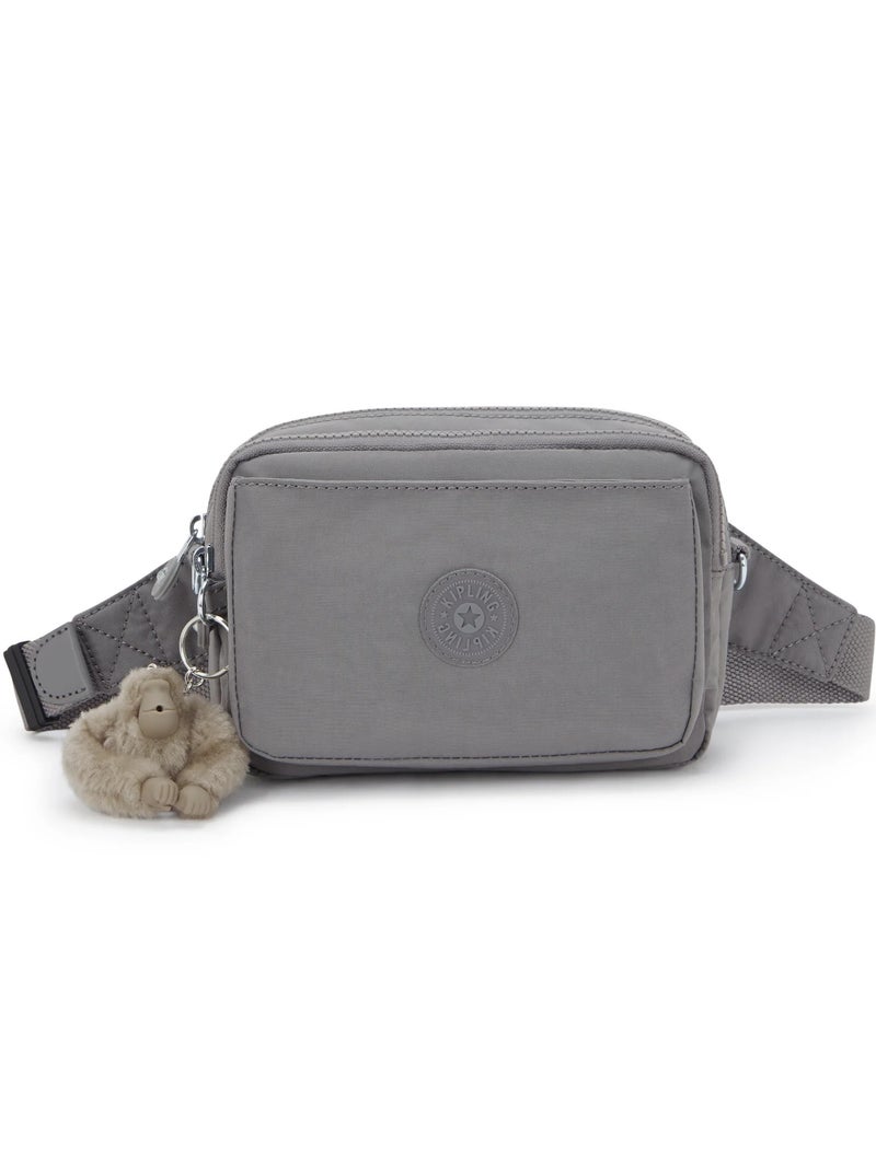 kipling حقيبة أبانو متعددة الاستخدامات رمادية صغيرة قابلة للتحويل إلى حقيبة خصر مع حزام كتف قابل للإزالة - Image 1