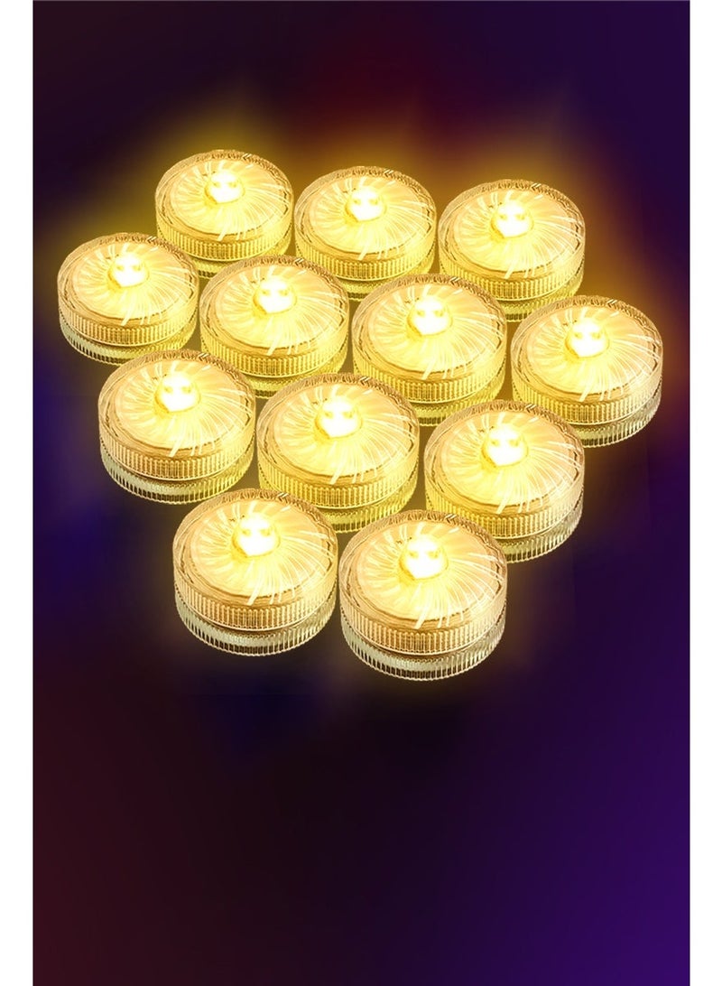 سعادة الضوء مصابيح LED صغيرة للغوص، عبوة من 12 قطعة، ضوء أصفر، وضع إضاءة ثابتة، مصابيح ديكور بيئي، ديكور حوض السمك، ديكور المنزل، ديكور أجواء العطلات، تصنيف IP68 مقاوم للماء (12 مصباحًا) - Image 1