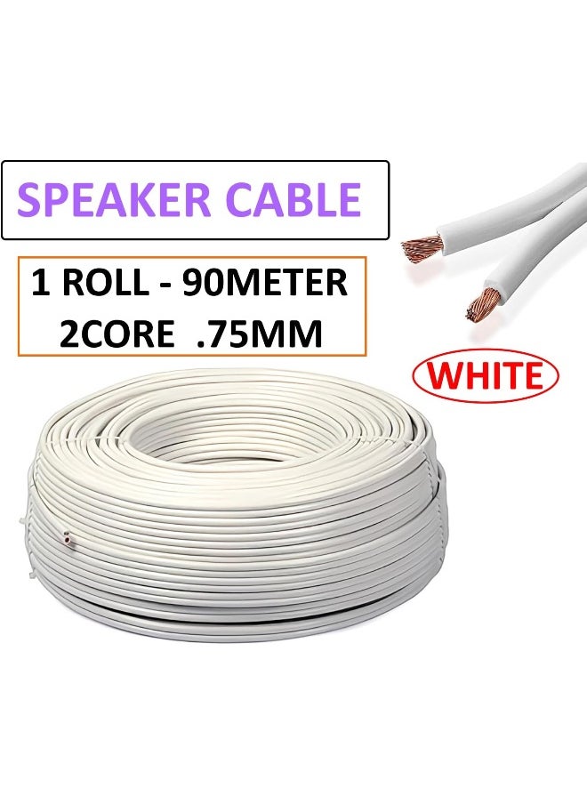 melfi Melfi 90 Meter White Speaker Cable Wire - Clear 2 Core 0.75mm  - Image 2