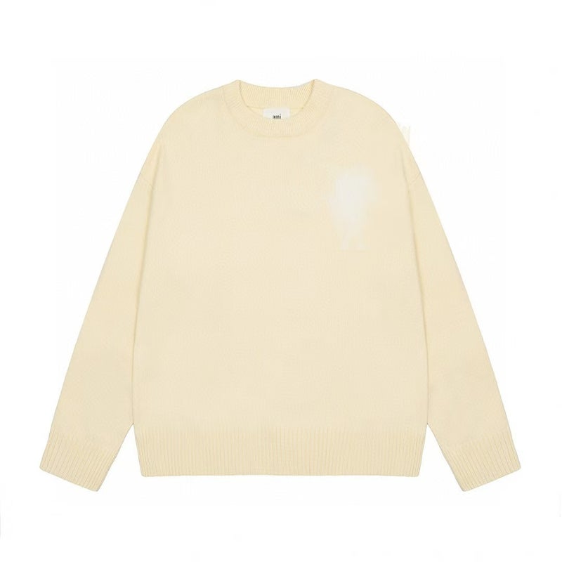 Men'S And Women'S Cardigans Round Neck V Neck Loose Knitwears Pure Color Heart Casual Knitwears For Men And Women Couples - Image 1