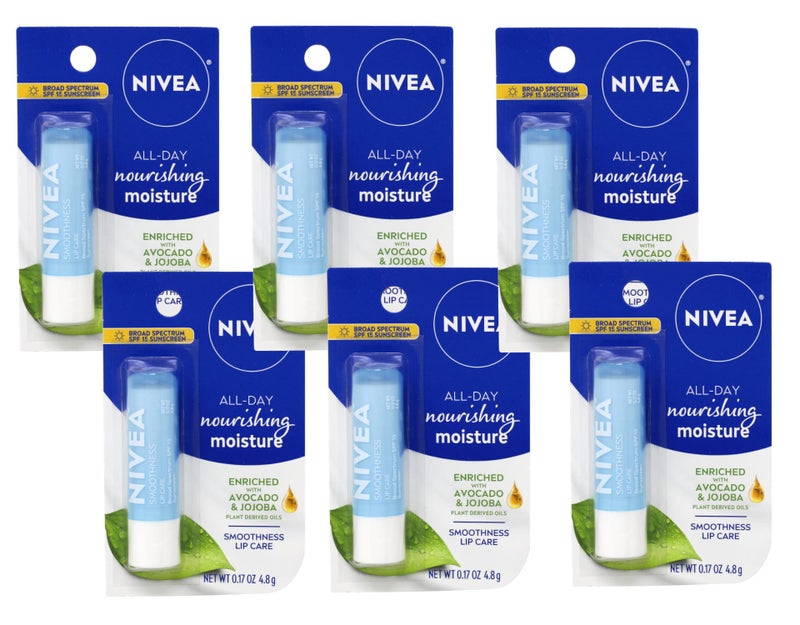 NIVEA Smoothness Lip Care SPF 15, 0.17 oz (Pack of 6) - Image 1