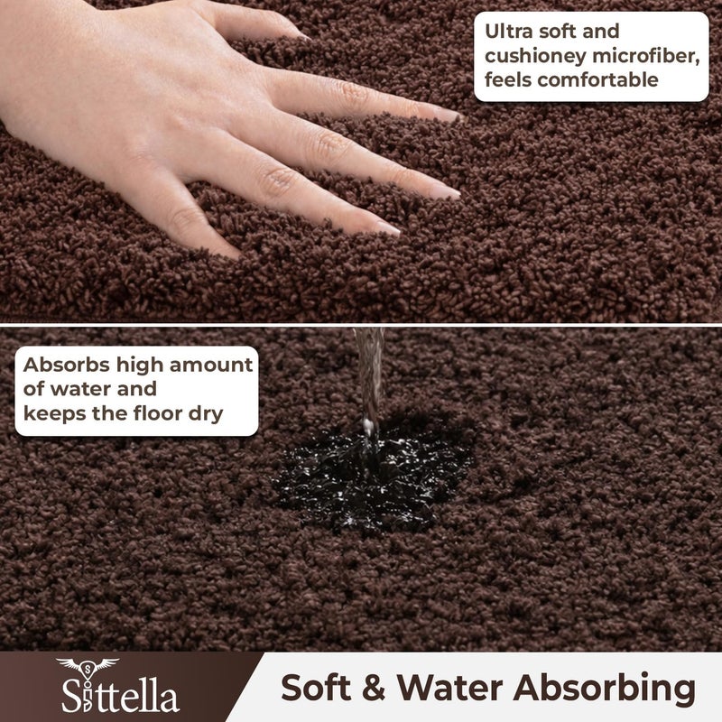 SITTELLA® Pack of 1 Premium 2000 GSM Microfiber Bathroom Mats (60x40 cm) | Ultra Soft Plush Bath Rug | Anti-Skid Backing | Super Water Absorbent & Quick Dry | Washable Bath Mat for Shower| Brown - Image 5