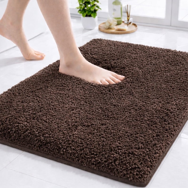 SITTELLA® Pack of 1 Premium 2000 GSM Microfiber Bathroom Mats (60x40 cm) | Ultra Soft Plush Bath Rug | Anti-Skid Backing | Super Water Absorbent & Quick Dry | Washable Bath Mat for Shower| Brown - Image 1