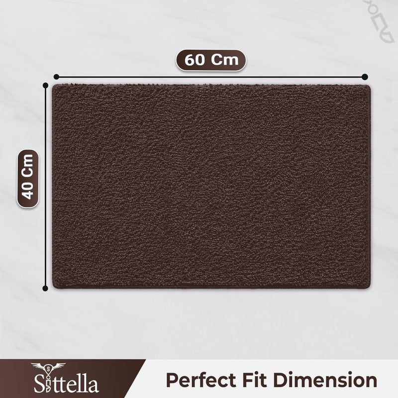 SITTELLA® Pack of 1 Premium 2000 GSM Microfiber Bathroom Mats (60x40 cm) | Ultra Soft Plush Bath Rug | Anti-Skid Backing | Super Water Absorbent & Quick Dry | Washable Bath Mat for Shower| Brown - Image 2