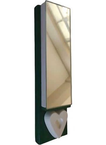 Bahat Wooden Mirrored Green and White Wall Planter Makeup Mirror Without Flowers  - Image 1