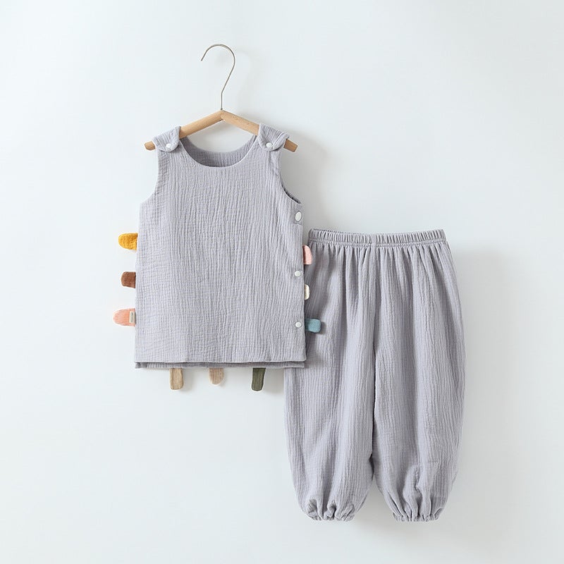 Baby''s Home Clothes Two-Piece Cotton Gauze Autumn Clothes Pants Baby''s Vest Base Clothes Suit Autumn and Winter Outgoing Clothes - Image 3